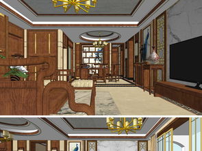 精品新中式风格家装室内设计方案SU模型图下载指南